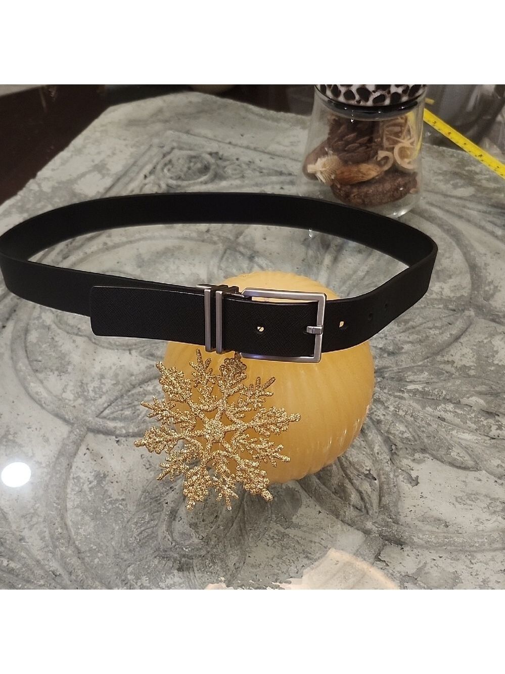 Calvin Klein Black Leagher Belt Classic Design Size 37 38 39